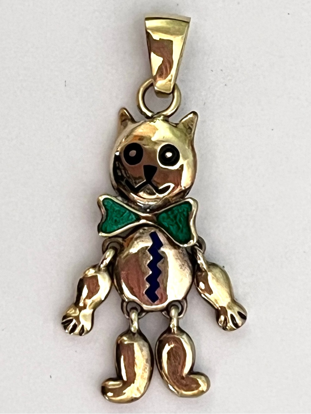 VINTAGE JIGGLY (925 GOLD VERMEIL) CAT PENDANT